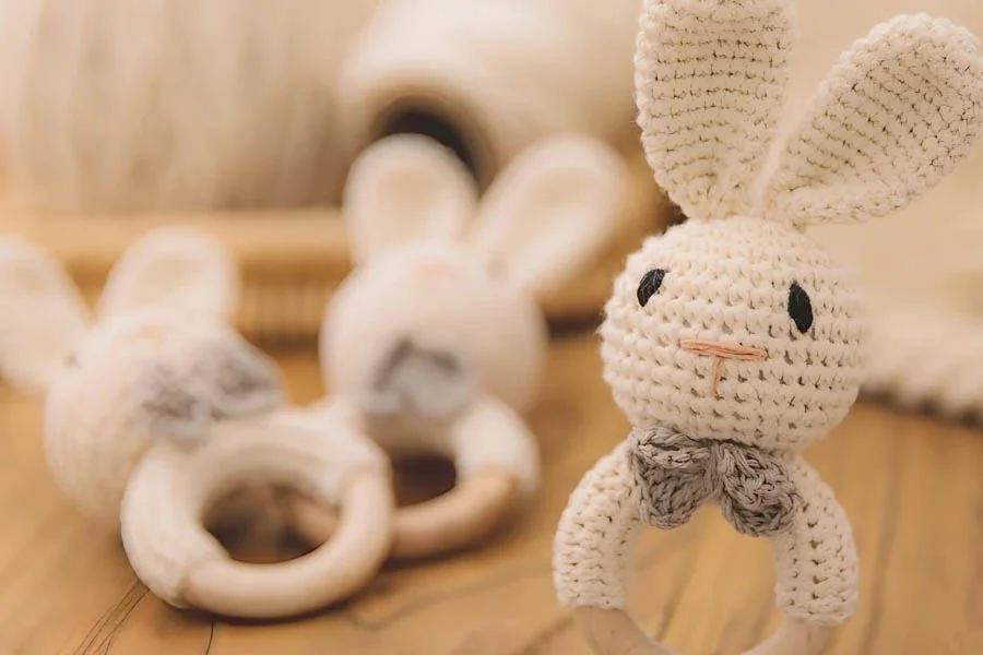 Bunny Ear Baby Rattle Teether